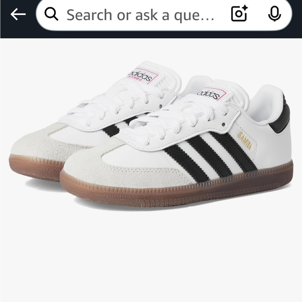 Adidas White and Black Samba Sneakers with Gum Sole